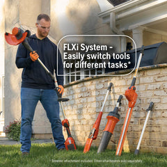 Husqvarna 110iL FLXi 4 Ah battery and charger displayed for quick recharge benefit