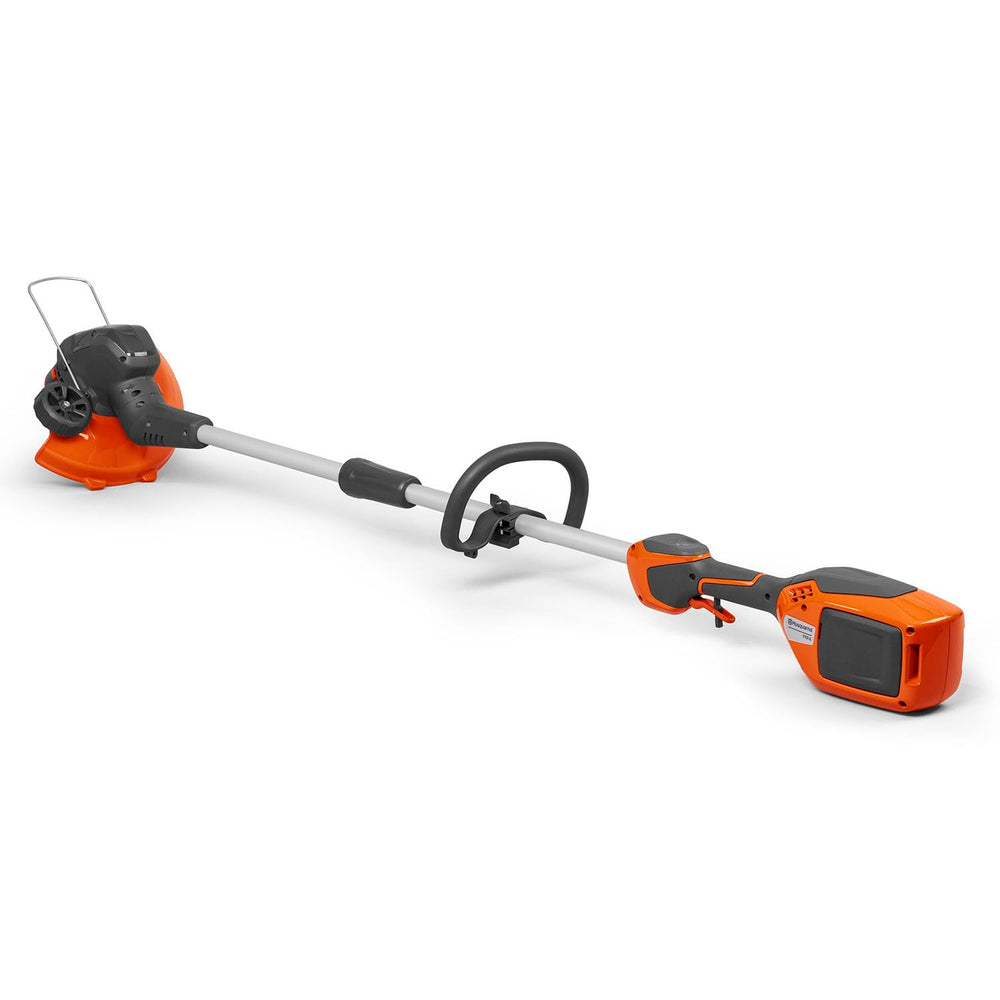 Husqvarna 110iL FLXi front view showing compact trimmer and ergonomic handle benefit