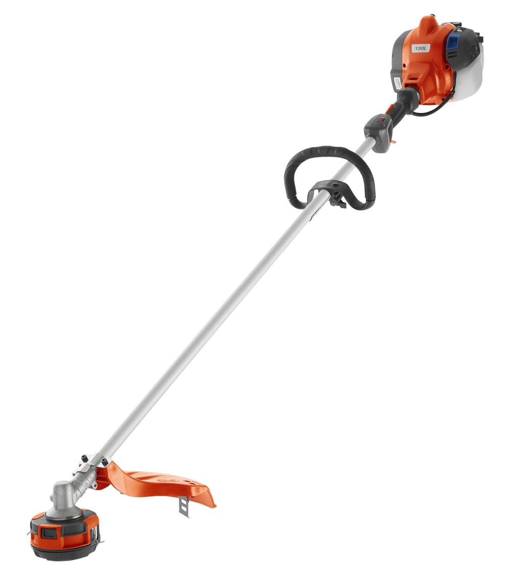 Husqvarna 130L front view showing compact design and easy maneuverability