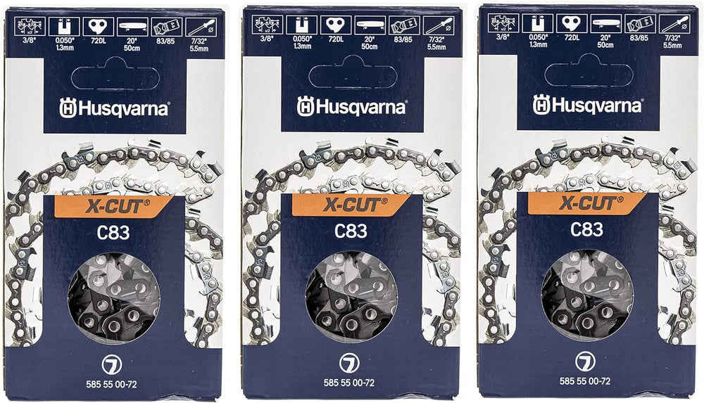 Husqvarna front view of three-pack packaging showing product identity and readiness