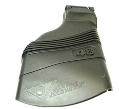 Husqvarna deflector shield front view showing fit and protective function