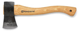 Husqvarna hatchet front view showing hickory handle and compact head for controlled use