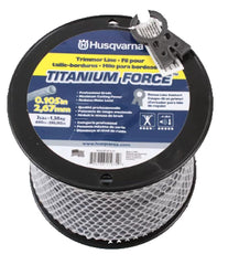 Husqvarna spool front packaging showing 690 ft and titanium finish for longer life