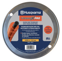 Husqvarna close-up of trimmer line texture highlighting durable titanium reinforcement