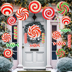 Huwena ornaments in use on a lawn creating visible holiday curb appeal