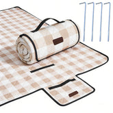 HX&OD blanket full spread showing size and gingham style for family comfort