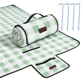 HX&OD front view green gingham blanket showing full spread and capacity