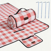 HX&OD red gingham blanket front view showing full coverage benefit