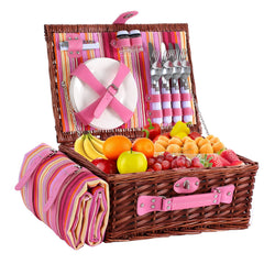 HYBDAMAI front view showing willow basket and pink accents, stylish portability