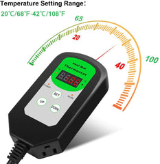 HYDGOOHO thermostat controller detail showing temperature control benefit