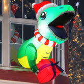 HyDren front view of inflatable dinosaur showing festive design and visibility