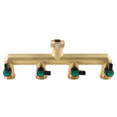 Hydrogarden front view of brass 4-way splitter showing durable construction and easy control