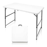 HYMnature front view of 4ft folding table showing stable setup and portability