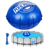 Hyperzoo front view of inflated pool pillow showing stable center protection