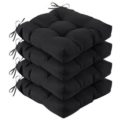 IASEAHK front view of four black outdoor chair cushions showing neat fit and style