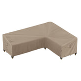 iBirdie front view of full L-shaped cover protecting sofa, keeps furniture dry