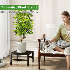 IBUYKE assembled stand holding a large ceramic pot demonstrating load support