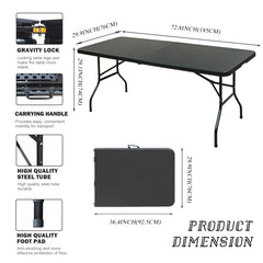 ICSPOID folded table with carry handle for easy transport and storage