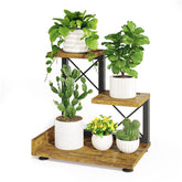 iDavosic.ly front view of brown plant stand showcasing neat desktop display
