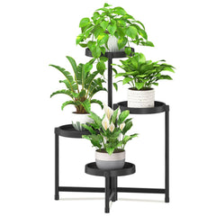 iDavosic.ly front view of black 4-tier plant stand showing neat display benefit