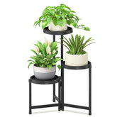 iDavosic.ly front view of black 3-tier plant stand showing neat display benefit
