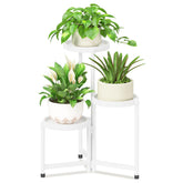 iDavosic.ly front view of assembled white stand showing tidy plant display and space saving