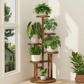 iDavosic.ly front view of 5-tier plant stand showing space-saving benefit