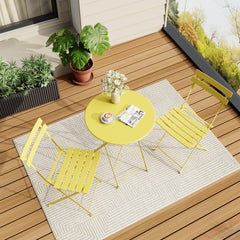 IDEALHOUSE yellow bistro set front view showing compact seating benefit