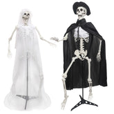 IDMOP bride and groom skeletons front view showing full-size dramatic presence