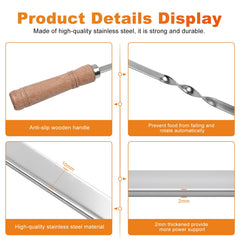 Idong polished pointed tip piercing meat cleanly for efficient skewering