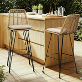 IDZO front view of two outdoor rattan bar stools showing seating comfort