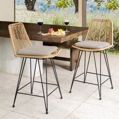 IDZO front view of rattan bar stool showing sleek profile and sturdy base for stylish seating