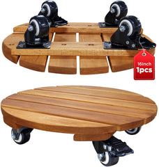 IDZO vista frontal del plant caddy de madera mostrando estabilidad y diseño elegante