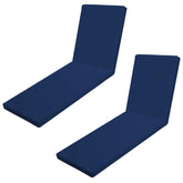 Iheqard front view of navy blue chaise cushion pair showing fit and color benefit