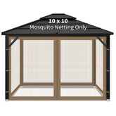 Iheqard front view of 10x10 brown gazebo netting showing full enclosure and privacy