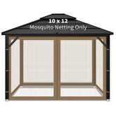 Iheqard front view of brown 10x12 gazebo netting showing full enclosure and insect protection