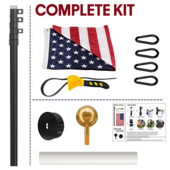 IIOPE pole with included 3x5 flag installed showing clear display benefit