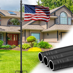 IIOPE full flag pole installed in yard showing stable height and clean finish