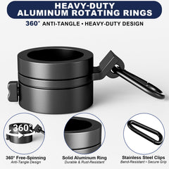 IIOPE metal rotating rings close-up showing anti-tangle action and smooth rotation