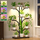 ikkle front view corner plant stand showing nine tiers and lighting benefit