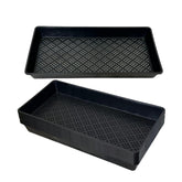 ILITING front view of five black 1020 mesh trays highlighting durable design