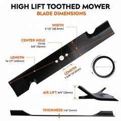 ILONPA blade installed on ride-on mower demonstrating improved lift and even discharge