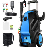 Imdot front view of blue pressure washer showing compact design and portability benefits