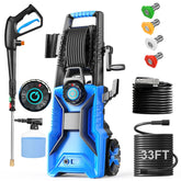 Imdot front view of pressure washer showing compact design and portability benefits
