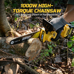 IMOUMLIVE close-up of 10-inch guide bar showing durable cutting surface