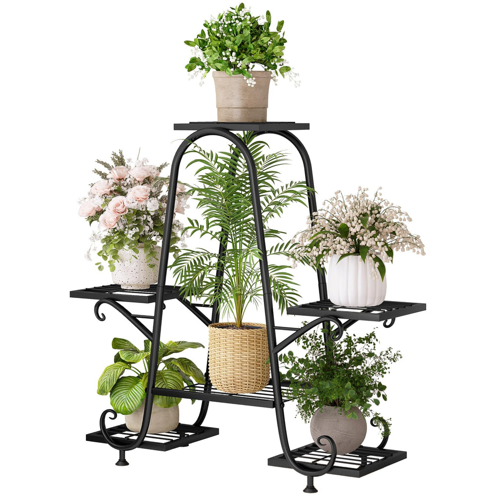 INGIORDAR front view of 6-tier plant stand showing decorative shape and multiple pots
