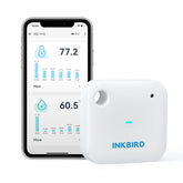 Inkbird IBS-TH3 front view showing clear display and compact design, ideal for remote monitoring