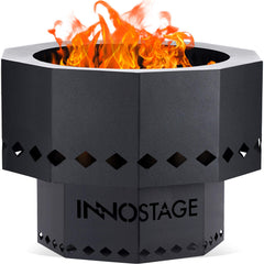 INNO STAGE front view of 13-inch smokeless fire pit showing compact profile and bowl