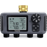 Insoma water timer front panel showing brass inlet and clear controls for reliable connection