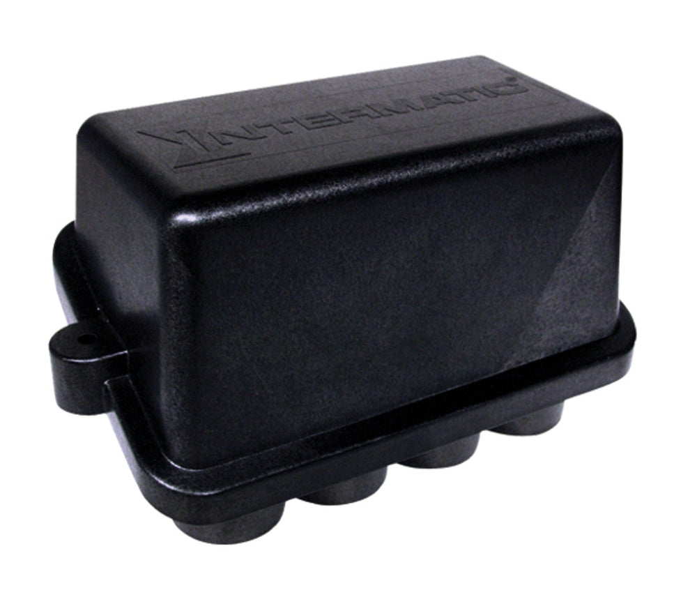 Intermatic PJB4175 front view showing black watertight enclosure and lid for safe pool wiring
